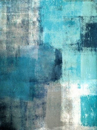 Turquoise and Grey Abstract Art Painting